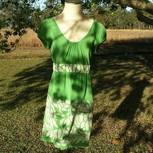 Tibi Green & White Silk Dress Size 6